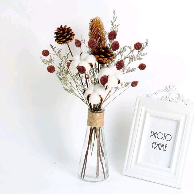 MHMJON 30 Pcs Dried Flowers Bouquet Bulk Mini Billy Ball Flowers Pine Cone Flowers Natural Dried Flowers for Vase Handmade Fake Flowers for Home Indoor Kitchen Office DIY Wedding Table Decor (16.9") - Image 3